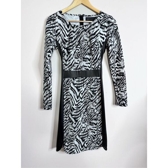 Y2K Kardashian Kollection Long Sleeve zebra Printed sheath Dress S - Picture 1 of 7
